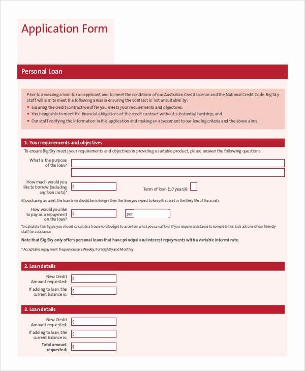 Loan Application Form Pdf