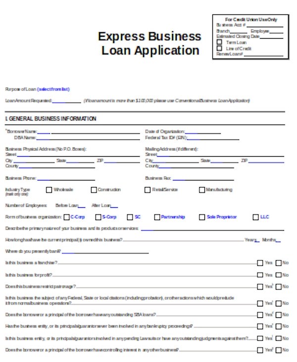 FREE 13+ Sample Loan Application Forms in PDF MS Word Excel