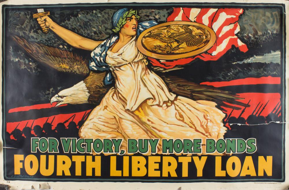 Lot LIBERTY LOAN POSTER "FOR VICTORY, BUY MORE BONDS"