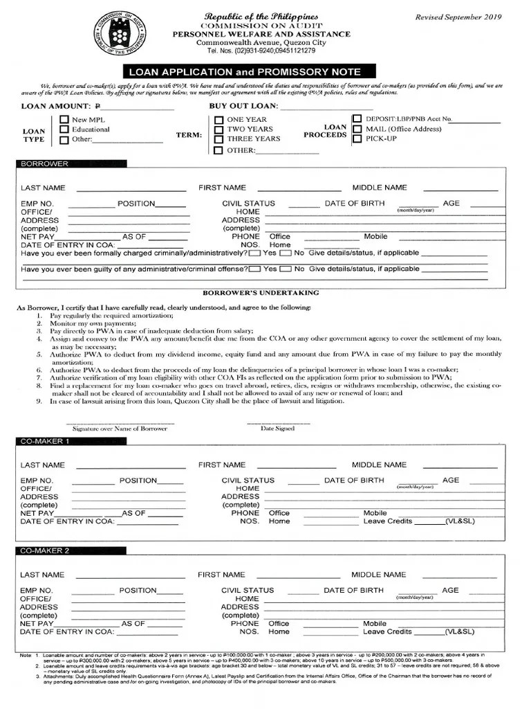 PWA Loan Application Form Revised092019