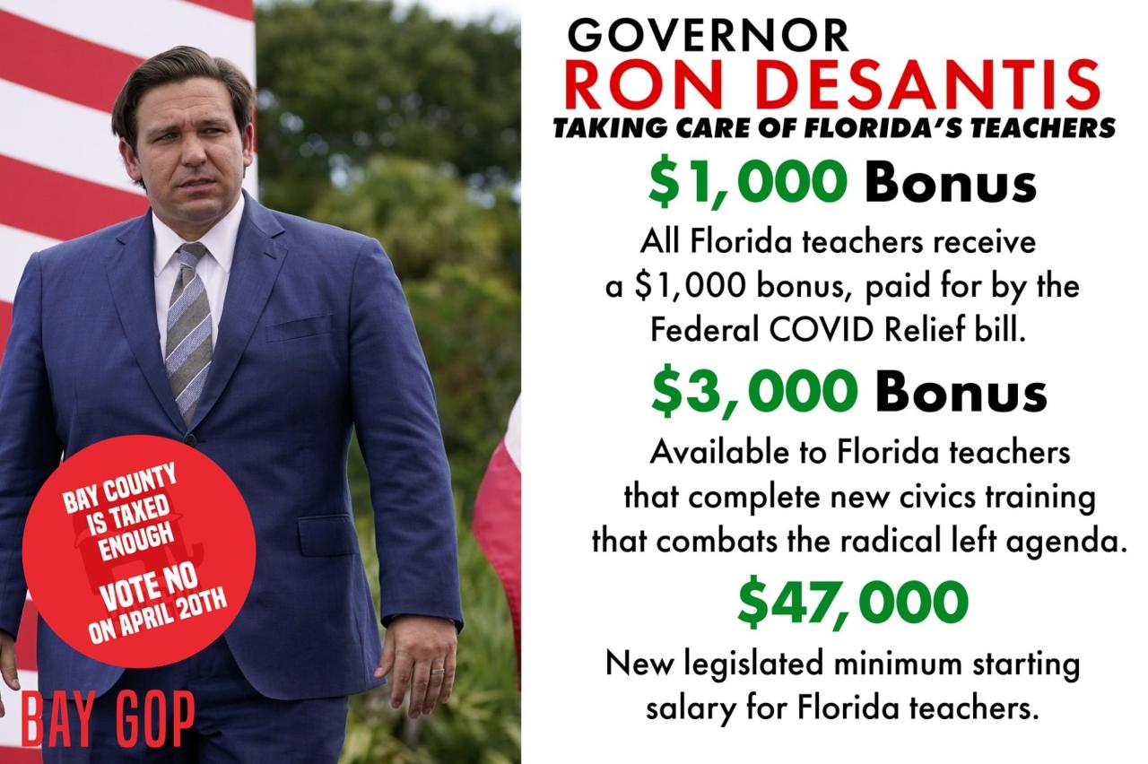 Florida Governor Ron DeSantis Calls for 1,000 Bonus to All Florida
