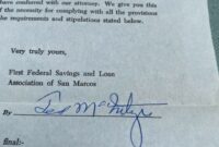 First Federal Savings Loan Association San Marcos TX Loan Application